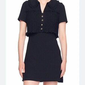 Sandro Black Ruffled Mini Dress